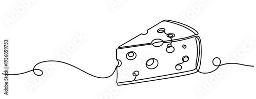 Cheese wedge placed on continuous line decorative border illustration. none editable strokes