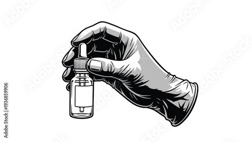 Hand Holding Medicine Vial Illustration Representing Vaccine Injection Healthcare and Clinical Treatment