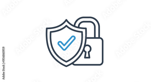 Secure protection shield and padlock icon.