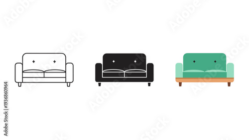 Sofa Furniture Icon Vector Design Home