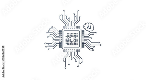 Artificial Intelligence Microchip Circuit Board.