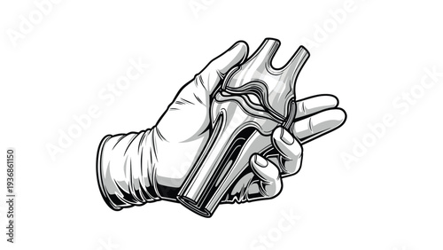 Hand Holding Surgical Instruments Illustration Representing Medical Tools Healthcare and Clinical Practice