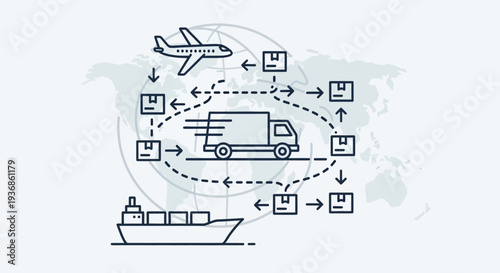 Global logistics and transportation network.
