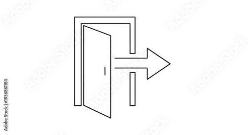 Door with arrow pointing to exit.