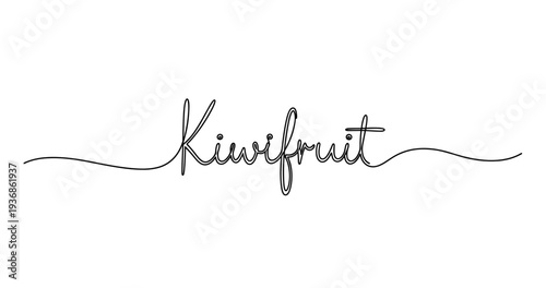 Elegant continuous line art of kiwifruit text design. No editable strokes