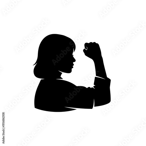 Silhouette of a strong woman flexing her bicep