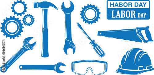 Labor day tools and equipment illustration