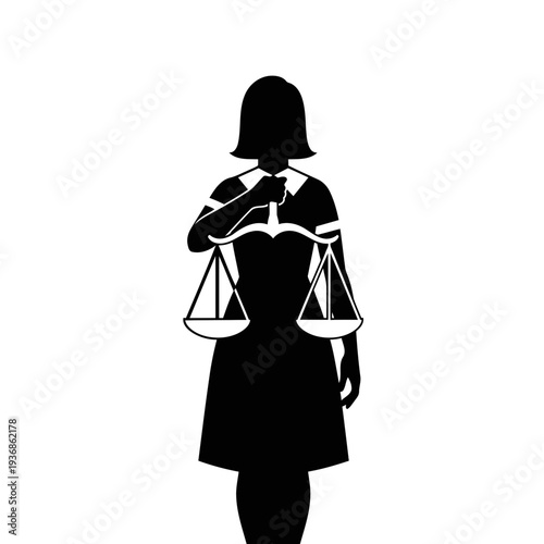 Silhouette of a woman holding scales of justice
