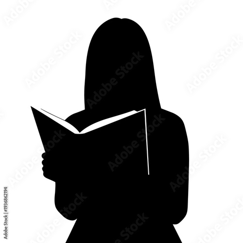 Silhouette of a person reading a book