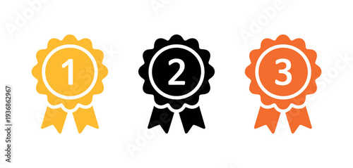 Certificate Icon Illustration with Premium Quality Award Badge Gold Medal and Victory Symbol