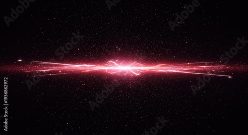 Abstract cosmic light energy flowing infinitely in a dark void. Glowing particles create a radiant background for design ,dynamic ,shining ,light