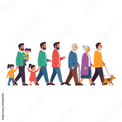 Celebrating National Walking Day with family and friends strolling together outdoors on a leisurely walk