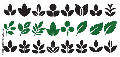 Stylized green leaf icons for eco and organic design vector illustration eps 10