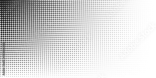 Dotted halftone gradient texture. Fading polka dot background. Repeated dots gradation pattern background. Black vanishing comic pop art overlay backdrop. Halftone raster effect wallpaper. Vector