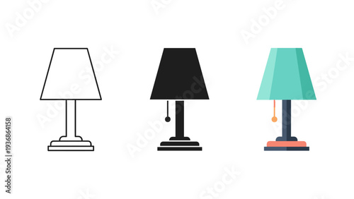 set of lamps on white