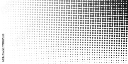 Dotted halftone gradient texture. Fading polka dot background. Repeated dots gradation pattern background. Black vanishing comic pop art overlay backdrop. Halftone raster effect wallpaper. Vector