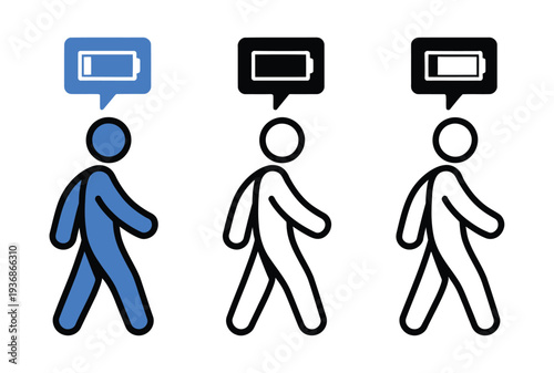 Tired person icon in editable stroke and solid flat vector pack, representing fatigue, exhaustion, sleepiness, and emotional state, perfect for health