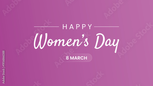Pink themed Happy Women’s Day typography banner template for social media celebration, feminine design with elegant style, perfect for greeting posts promotions.