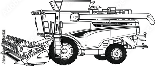 Combine Harvester Agricultural Machine For Grain Harvest Farming Equipment Vector Illustration