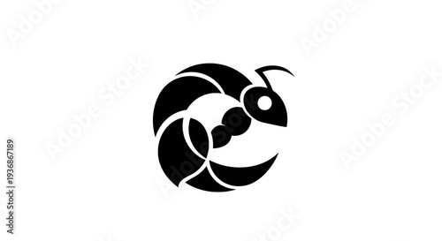 Foto Stylized black ant graphic on white