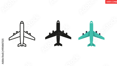 Airplane Icons Travel Transportation Commerce