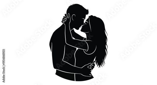 A silhouetted couple embraces in a tender kiss showcasing affection and intimacy high quality professional detailed
