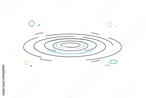 Water ripple illustration. Gentle circular ripples spreading across a clean water surface, conveying calm motion and balance. Soft and meditative atmosphere.