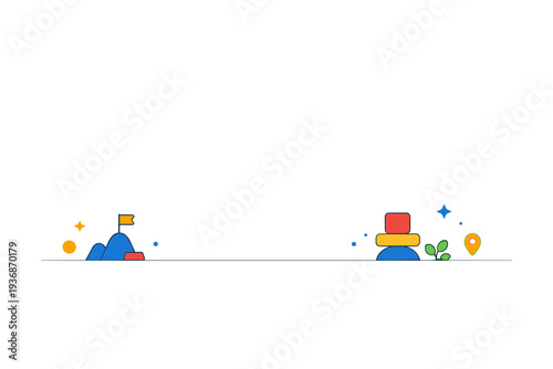 Copy space background versatile design concept built around a subtle horizon line and small abstract elements near the edges, suggesting structure without