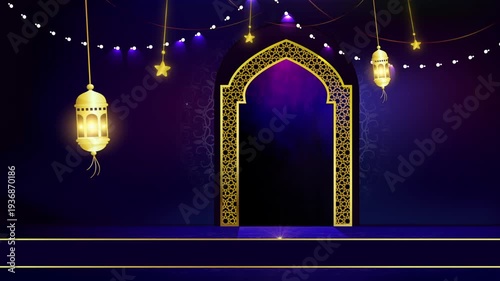 Islamic Ramadan background with decorative hanging lanterns and smooth pastel textures. Ideal for Eid Mubarak greetings, Ramadan announcements, social media posts, video intros, and Islamic background