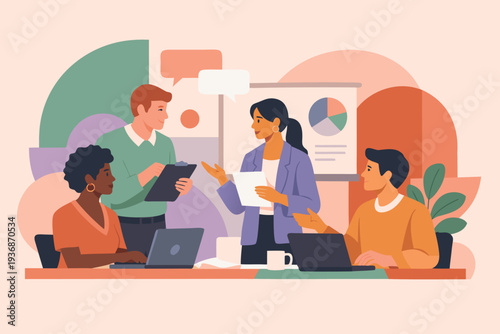 Different kind of bussiness meating Flat style