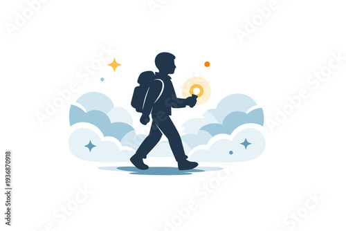 Digital avatars in real environments. Person interacting with a digital avatar projected beside them in a simple interior. Gentle collaboration between human