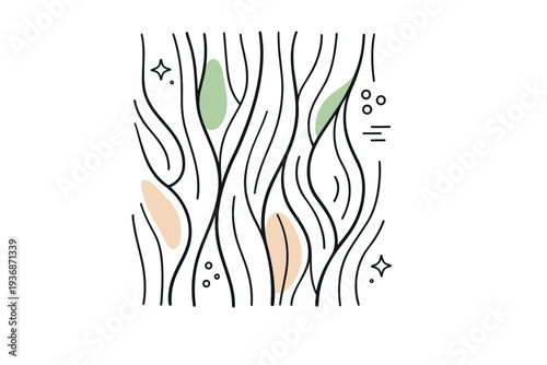 Tree bark macro details. Abstract interpretation of bark texture using soft lines and shapes, natural flow suggesting resilience and quiet strength. Minimalist