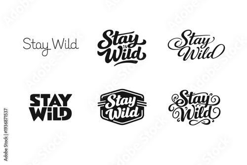 Keep It Simple. Set lettering. harmonious lettering variations of the same emblematic concept, each with different artistic interpretation (Modern minimal