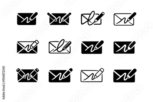 Doodles and handwriting. Icon set. Set Logo of Doodles and handwriting: handwritten letter symbol. harmonious logo variations of the same emblematic concept,