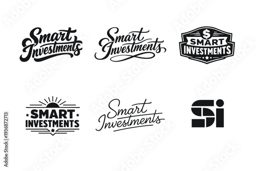 Smart Investments. Set lettering. harmonious lettering variations of the same emblematic concept, each with different artistic interpretation (Bold