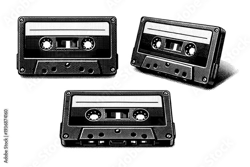 Cassette Tape ? label side focus. A cassette tape emphasizing the label area and screw placements with accurate geometry, represented as the same cassette