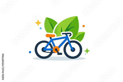 Eco friendly lifestyle illustrated by a bicycle paired with green leaves, representing low impact transportation and an active sustainable routine. The visual