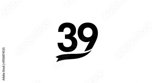 Simple black number thirty nine on white background.