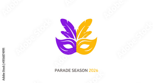 Mardi Gras colorful masquerade ball logo.
