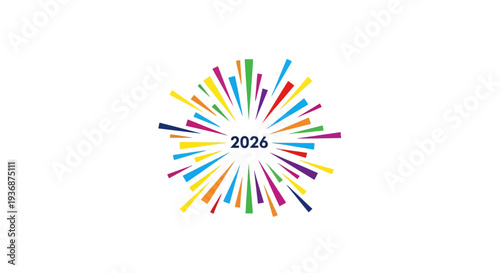 Vibrant multicolor 2026 celebration graphic design.