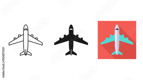 Airplane Icons Travel Transportation Commercial Use