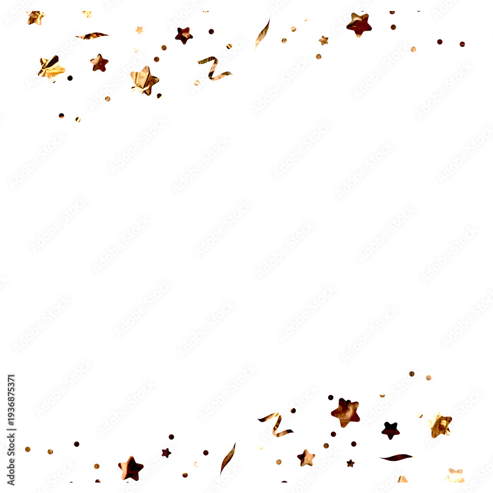 Obraz premium Golden stars and confetti isolated on transparent background for celebration designs