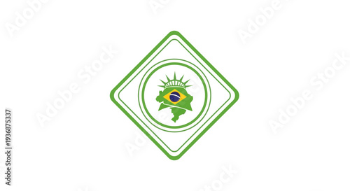 Brazilian flag emblem green logo symbol.