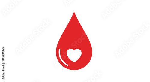 Red blood drop with heart symbol.