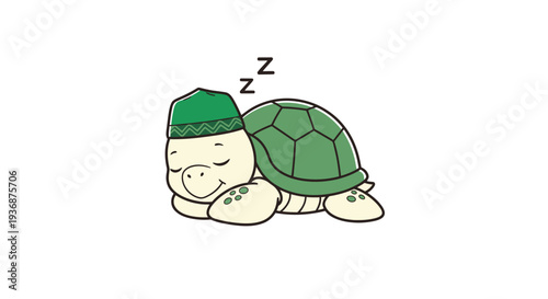 Sleeping Turtle with Green Shell and Cap