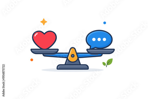 Psychological safety shown as a balanced scale with a heart on one side and a speech bubble on the other. The illustration communicates fairness, respect, and