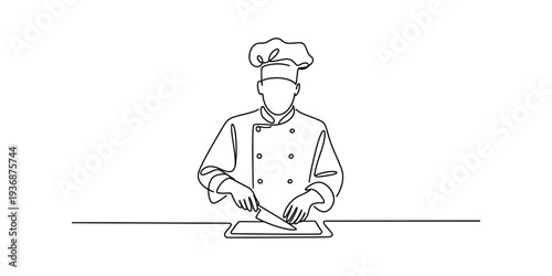 Professional chef preparing food in kitchen with mask and white uniform illustration