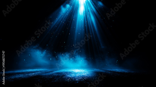 幻想的なブルーの光線と漂うスモーク