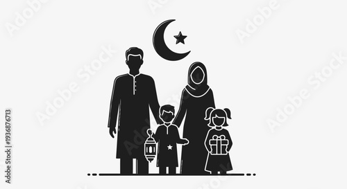Happy Muslim Family Celebrating Ramadan Together