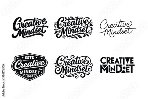 Creative Mindset. Set lettering. harmonious lettering variations of the same emblematic concept, each with different artistic interpretation (Bold